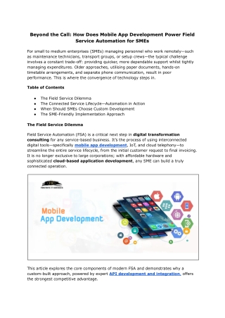 Mobile App Development for Field Service Automation SMEs