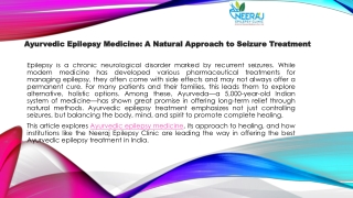 Ayurvedic Epilepsy Medicine A Natural Approach to Seizure Treatment
