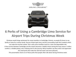 6 Perks of Using a Cambridge Limo Service for Airport Trips During Christmas Wee