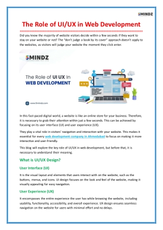 The Role of UIUX in Web Development