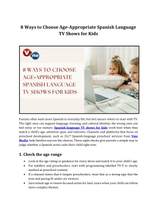 How to Choose Age-Appropriate Spanish TV Shows for Kids