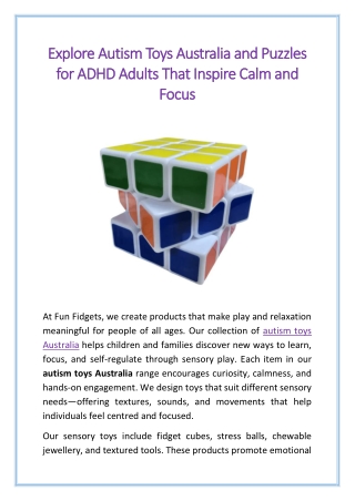 Explore Autism Toys Australia and Puzzles for ADHD Adults That Inspire Calm and Focus