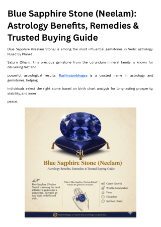 Astrology Benefits, Who Should Wear It & How to Buy Genuine Neelam