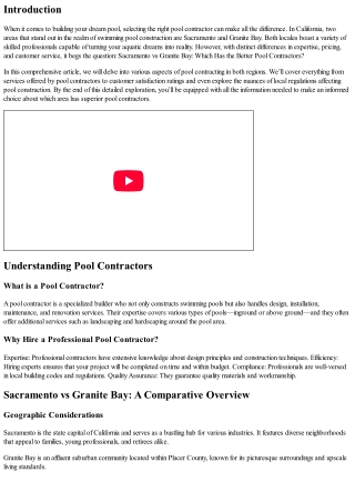 Sacramento vs Granite Bay: Which Has the Better Pool Contractors?
