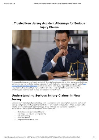 Trusted New Jersey Accident Attorneys for Serious Injury Claims