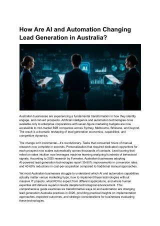 How Are AI and Automation Changing Lead Generation in Australia