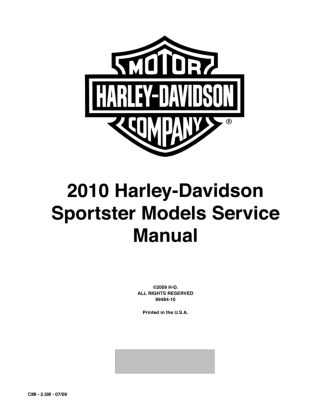 2010 Harley Davidson Sportster Service Repair Manual Instant Download
