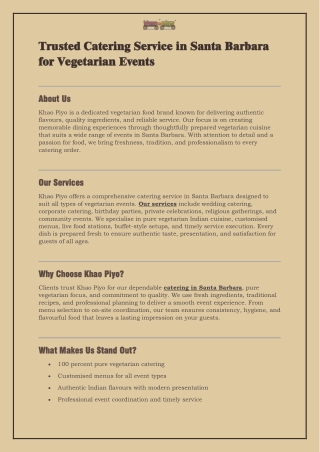 Trusted Catering Service in Santa Barbara for Vegetarian Events