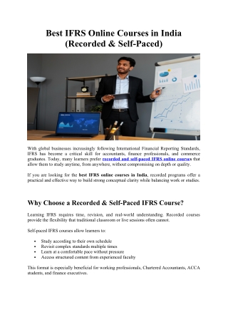 Best IFRS Online Courses in India (Recorded & Self-Paced)