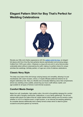 Elegant Pattern Shirt for Boy That’s Perfect for Wedding Celebrations