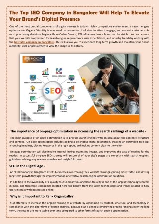 The Top SEO Company in Bangalore Will Help To Elevate Your Brand