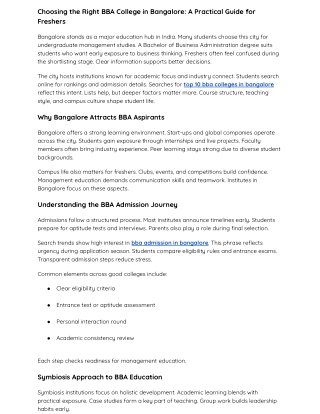 Choosing the Right BBA College in Bangalore A Practical Guide for Freshers