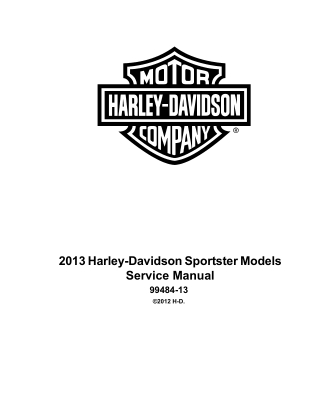 2013 Harley Davidson Sportster Service Repair Manual Instant Download