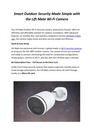 Outdoor Wi-Fi Security Camera with Night Vision