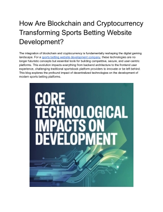 How Are Blockchain and Cryptocurrency Transforming Sports Betting Website Development
