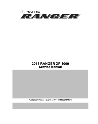 2018 Polaris Ranger XP 1000 Service Repair Manual Instant Download