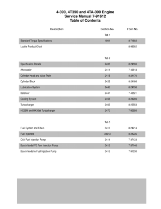 CASE 4-390, 4T390 and 4TA-390 Engine Service Repair Manual Instant Download (Part Number 7-91612)
