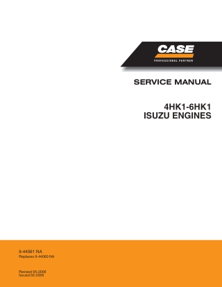 CASE 4HK1 6HK1 ISUZU Engines Service Repair Manual Instant Download (Part Number 9-44061 NA)