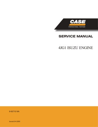 CASE 4JG1 ISUZU Engine Service Repair Manual Instant Download (Part Number 9-93710 NA)