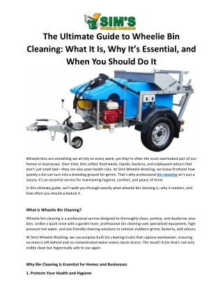 Wheelie Bin Cleaning: Why It Matters & When to Do It