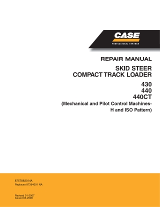 CASE 430 440 SKID STEER  440CT COMPACT TRACK LOADER Service Repair Manual Instant Download (Part Number 87578830 NA)