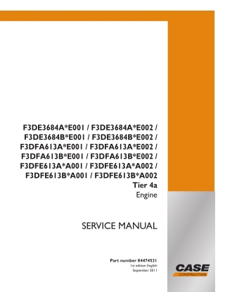 CASE F3DE F3DFA F3DFE Tier 4a Engine Service Repair Manual Instant Download (Part Number 84474521)