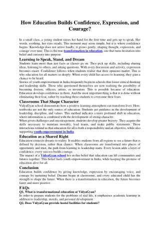 How Education Builds Confidence, Expression, and Courage