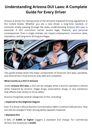 Understanding Arizona DUI Laws A Complete Guide for Every Driver