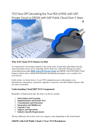 TCO Face Off Calculating the True ROI of RISE with SAP Private Cloud vs GROW with SAP Public Cloud Over 5 Years