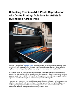 Unlocking Premium Art & Photo Reproduction with Giclee Printing_ Solutions for Artists & Businesses Across India