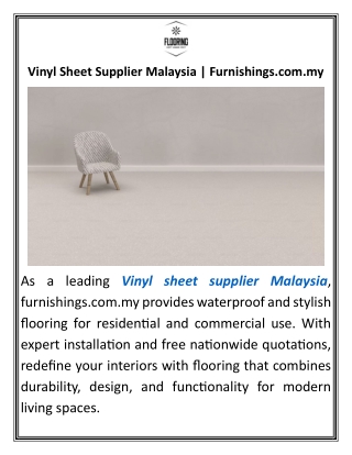 Vinyl Sheet Supplier Malaysia Furnishings.com.my