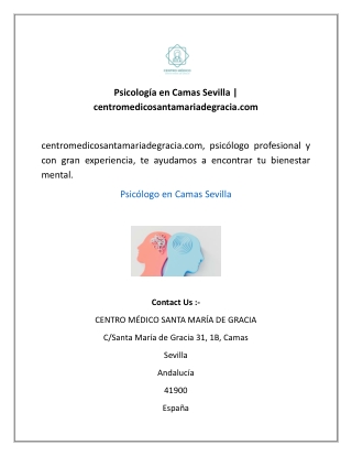 Psicología en Camas Sevilla | centromedicosantamariadegracia.com