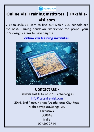 Online Vlsi Training Institutes   Takshila-vlsi.com