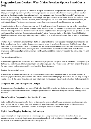 Reduced Eye Fatigue with Premium Progressives: True Benefits Explained