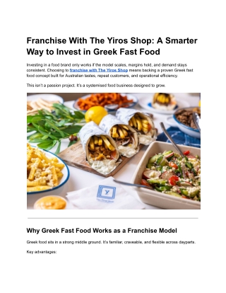 Franchise With The Yiros Shop - A Smarter Way to Invest in Greek Fast Food