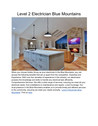 Level 2 Electrician Blue Mountains