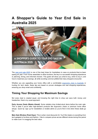 A Shopper’s Guide to Year End Sale in Australia 2025