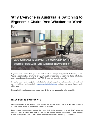 Why Everyone in Australia Is Switching to Ergonomic Chairs