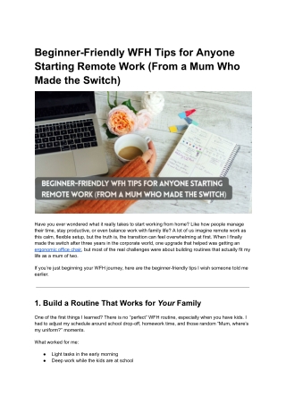 Beginner-Friendly WFH Tips for Anyone Starting Remote Work