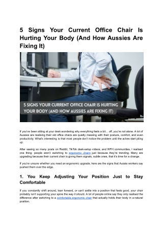 5 Signs Your Current Office Chair Is Hurting Your Body