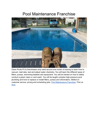 Pool Maintenance Franchise