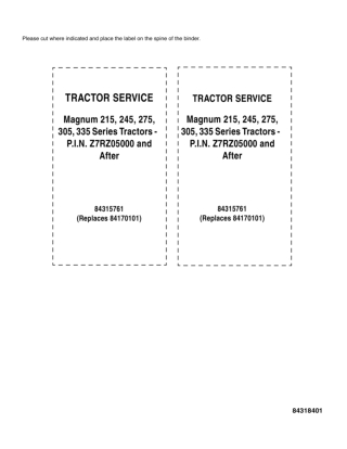 CASE IH Magnum 215, 245, 275, 305, 335 Series Tractors Service Repair Manual Instant Download (Part Number 84315761)