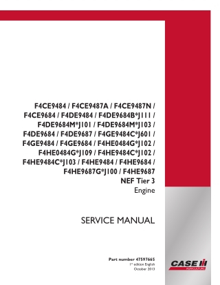 CASE IH NEF Tier 3 Engine Service Repair Manual Instant Download (Part Number 47597665)