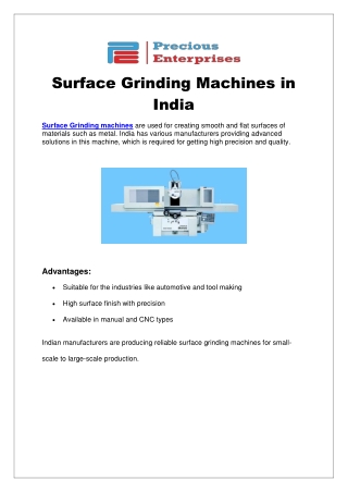 Surface Grinding Machines in India