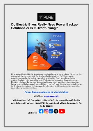 Do Electric Bikes Really Need Power Backup Solutions or Is It Overthinking?