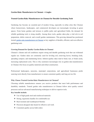 Trusted Garden Rake Manufacturers in Chennai for Durable Gardening Tools