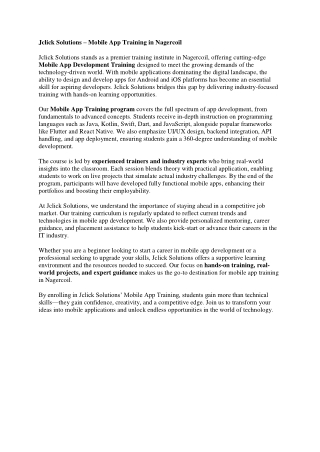 Mobile App Training in Nagercoil