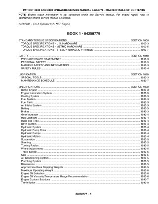 CASE PATRIOT 3230 AND 3300 SPRAYERS Service Repair Manual Instant Download (Part Number 84258776)