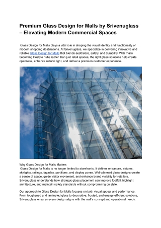 Premium Glass Design for Malls by Srivenuglass – Elevating Modern Commercial Spaces