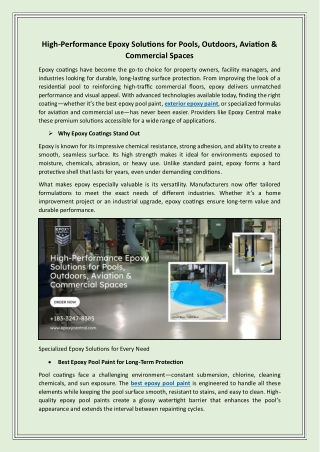 High-Performance Epoxy Solutions